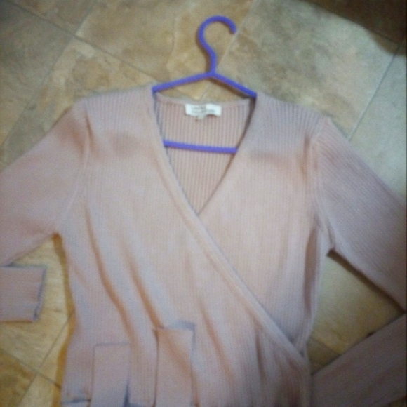 Women's Beige Wrap Sweater - Picture 4 of 6